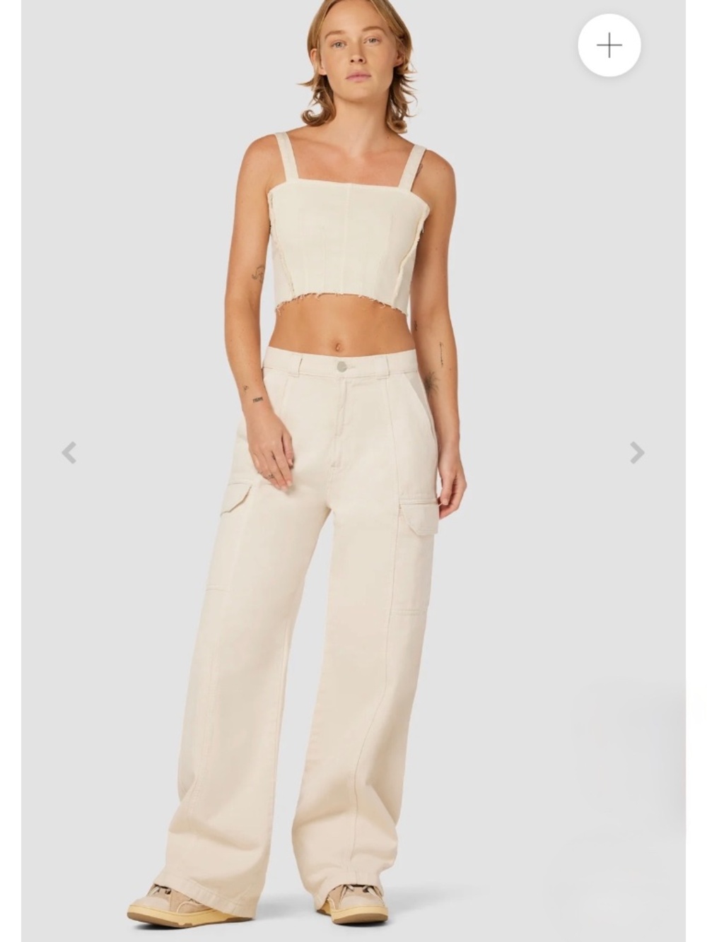 Hudson Cotton Cargo Pants Wide Leg High-Rise in Great Egret (Off-White) Size 31
